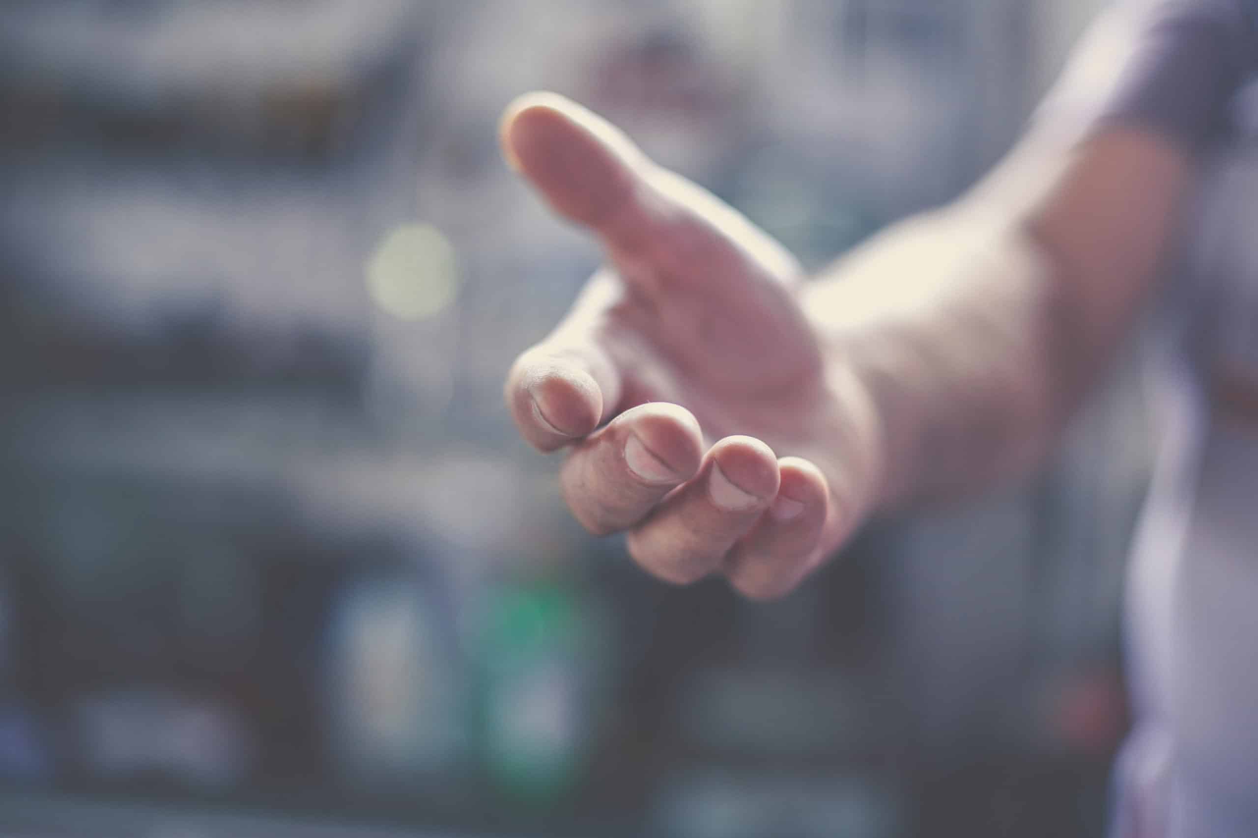 out of cows background with hand reaching out