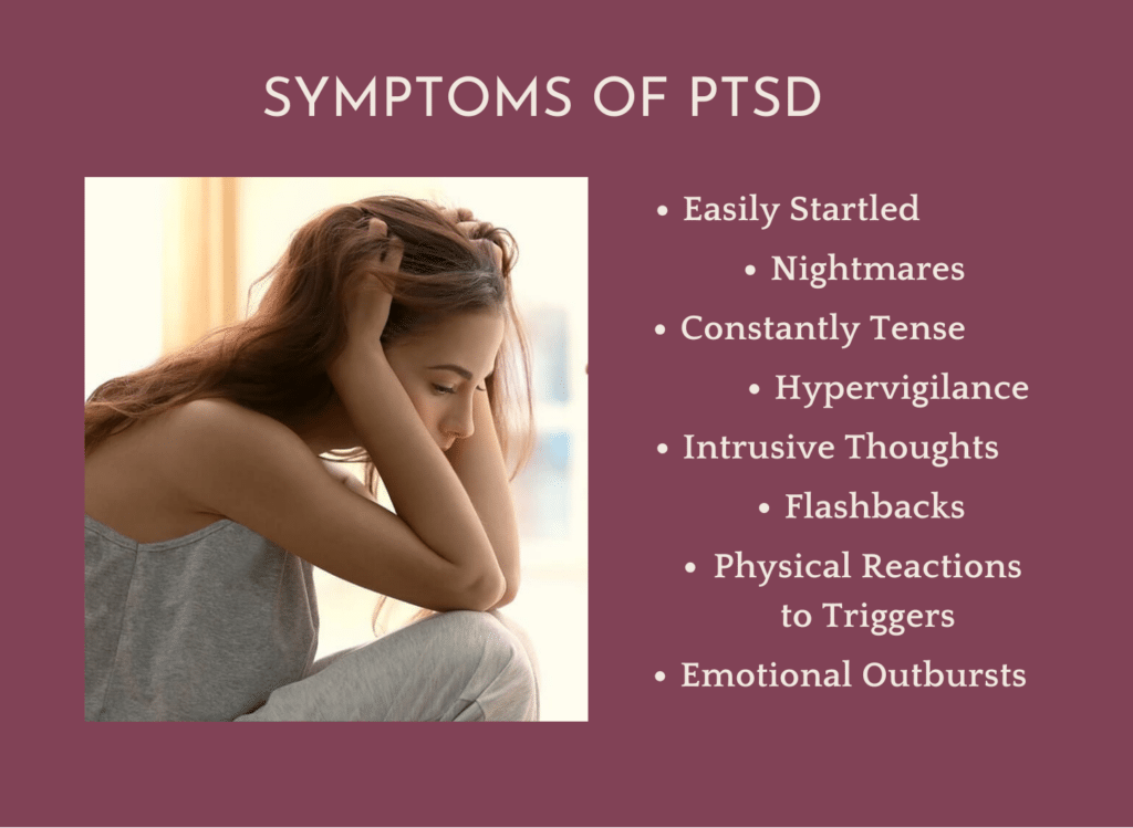 Infograph showing common symptoms of PTSD.