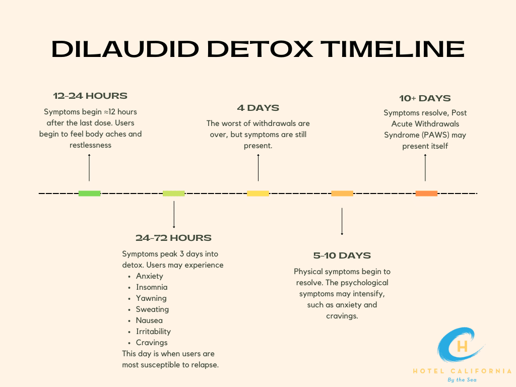 Infograph showing the Dilaudid detox timeline.