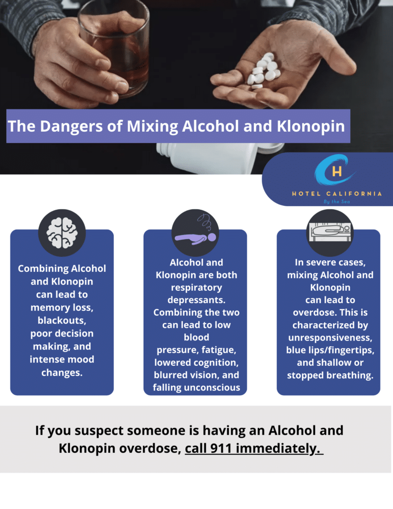 Infograph showing the dangers of mixing alcohol and klonopin.,