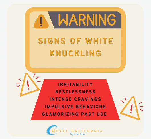 Infograph describing the signs of white knuckling sobriety.