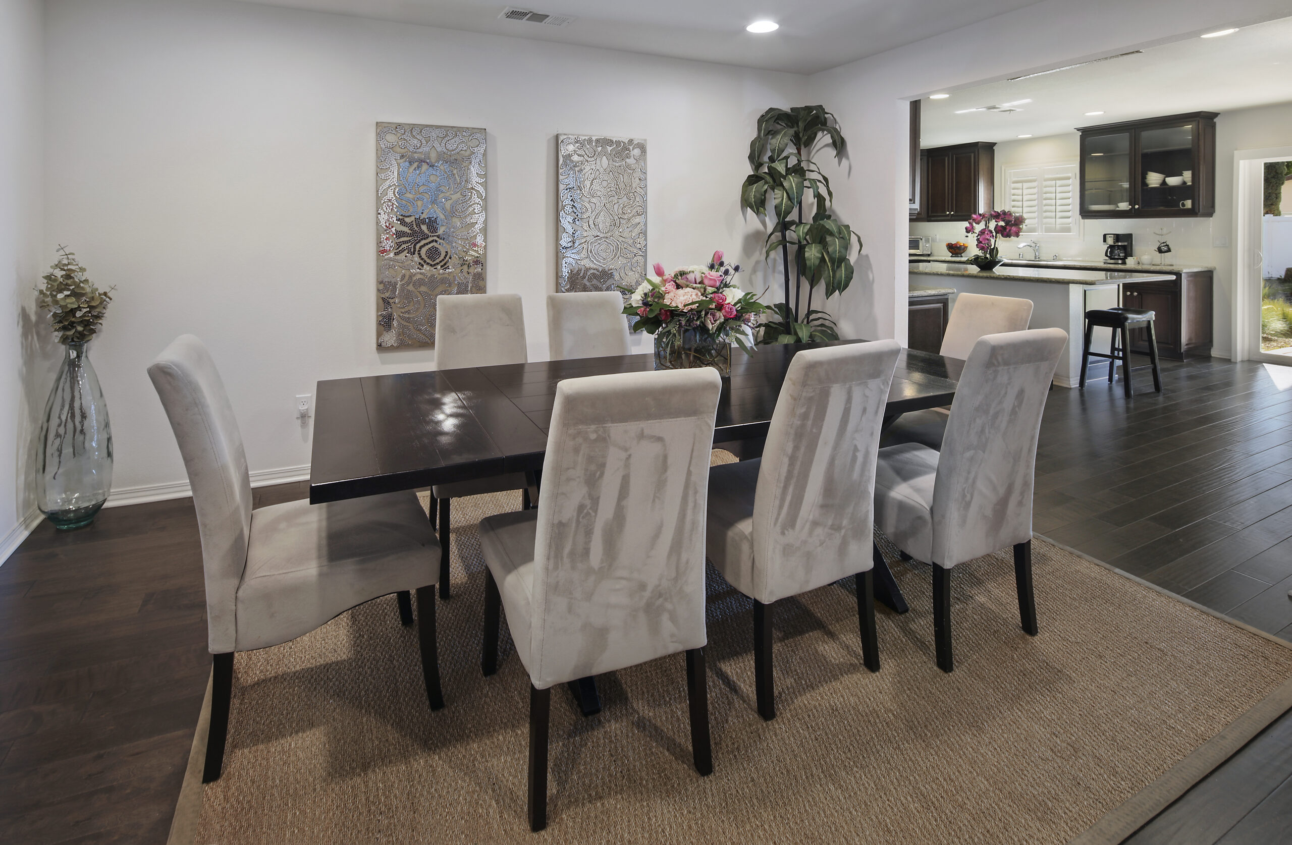 Gray dining room chairs and black table in young peoples treatment center