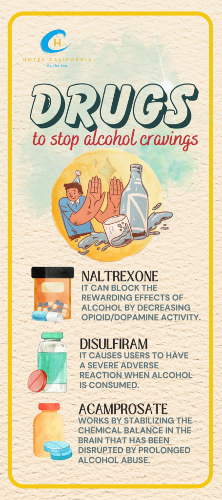 Infograph showing the different medications that can help with alcohol withdrawal.