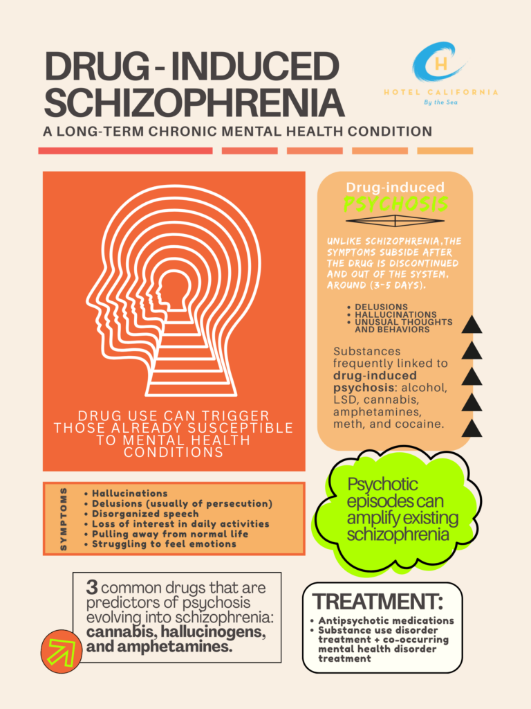 Infograph showing the signs of drug induced schizophrenia.