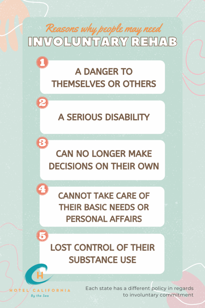 Infograph on reasons why people may need involuntary rehab.