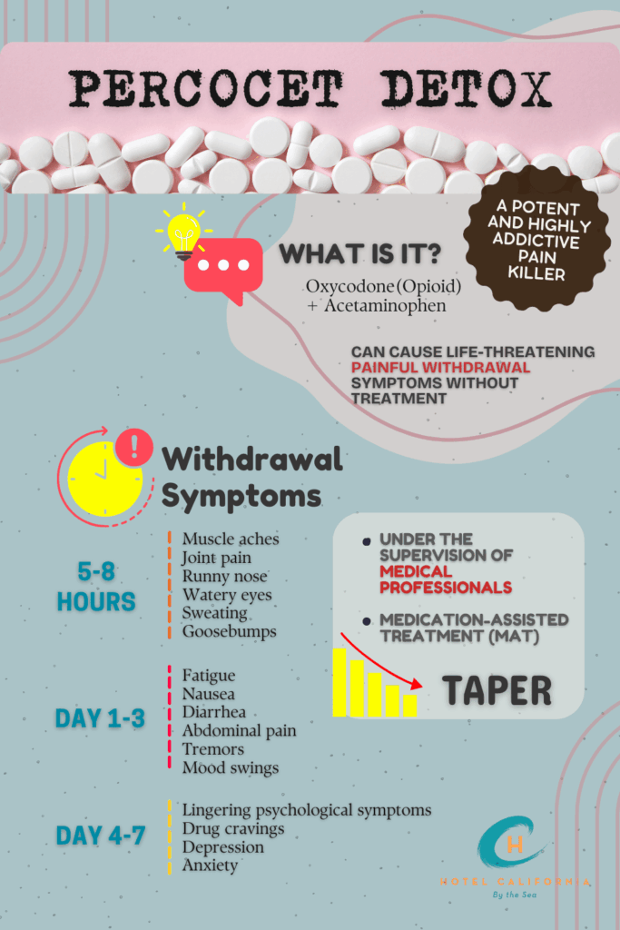 Infograph showing the process of Percocet detox.
