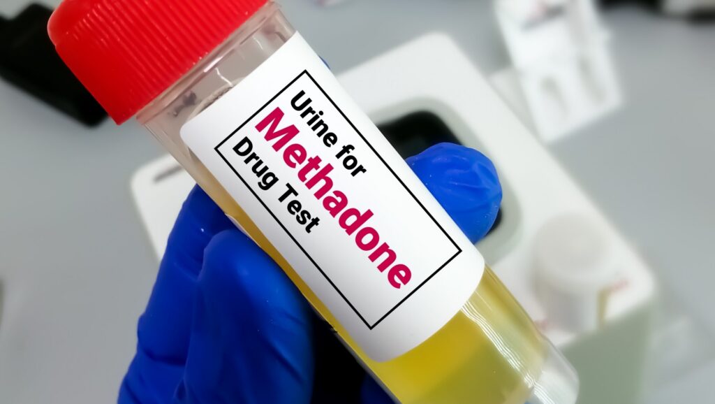 A urine drug test tub can be used as part of methadone detox to determine if the drug has left a persons system.
