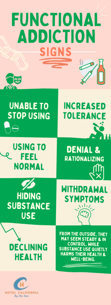 Infograph showing the signs of a functional addict.